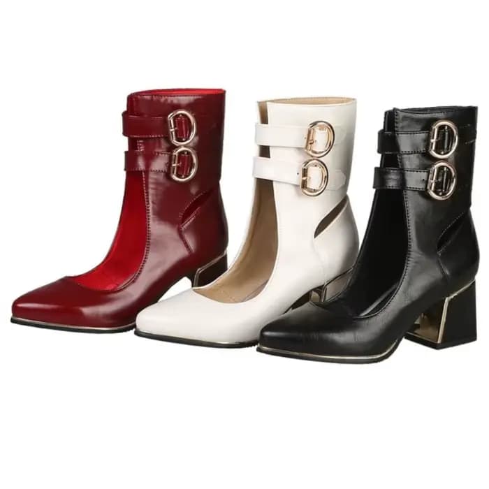 Bottes en cuir verni pour femmes, grandes tailles 48 petites 32, chaussures simples polyvalentes à talons hauts, nouvelle collection printemps et automne