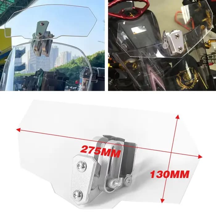 Pare-brise universel transparent réglable pour moto