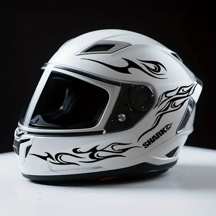 1 ensemble d'autocollants rétro en vinyle motif flamme de requin pour casque de moto et vélo