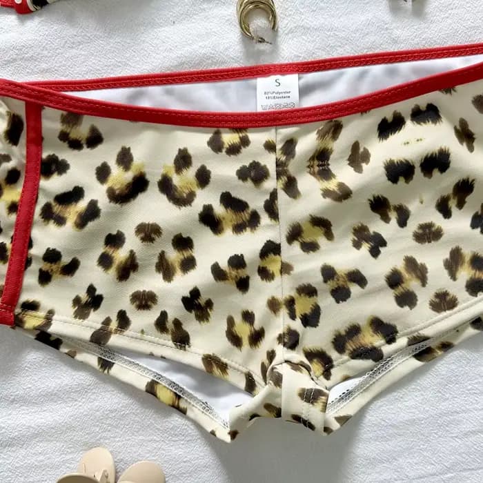 Maillot de bain pour femmes, ensemble bikini imprimé léopard, maillot de bain deux pièces, vêtements de bain sexy pour les vacances, bikinis de plage