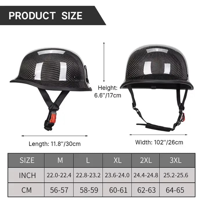 Casque de moto rétro en fibre de carbone 3K véritable noir brillant pour homme