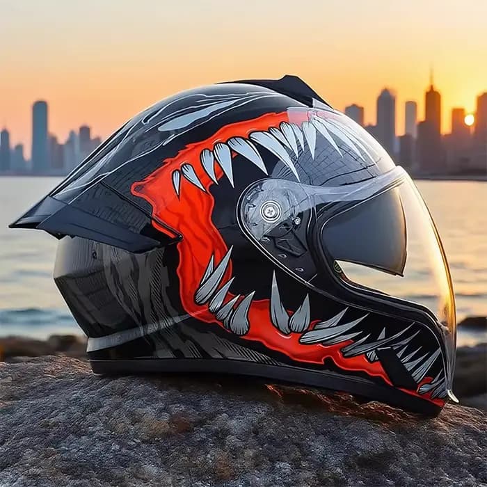 Casque de moto modulaire intégral pour adulte certifié DOT 3C avec double visière anti-UV à dégagement rapide