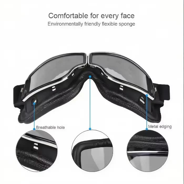 1 paire de lunettes de moto rétro en cuir