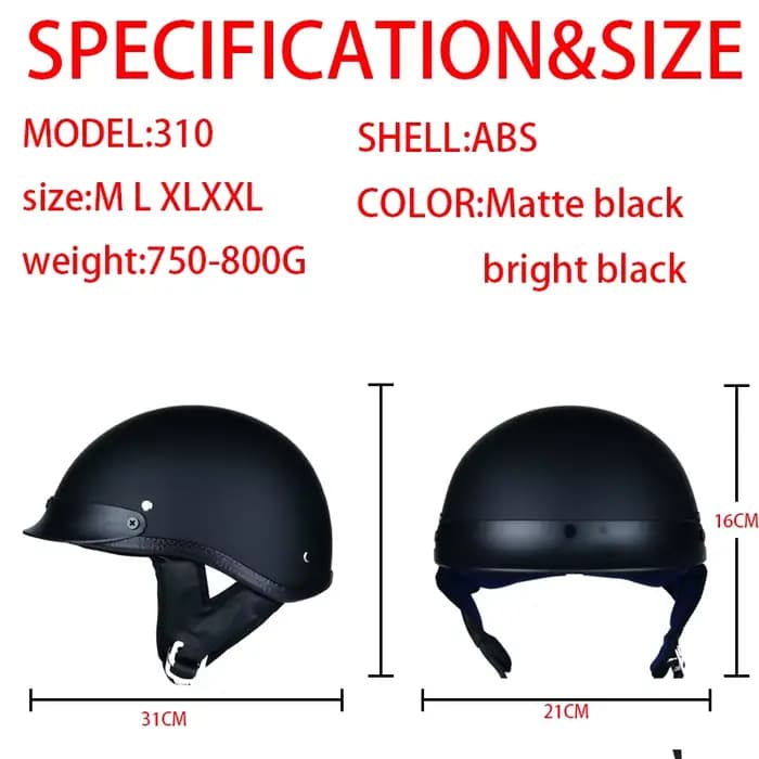 Casque de moto rétro et vintage à visage semi-ouvert approuvé DOT pour homme et femme