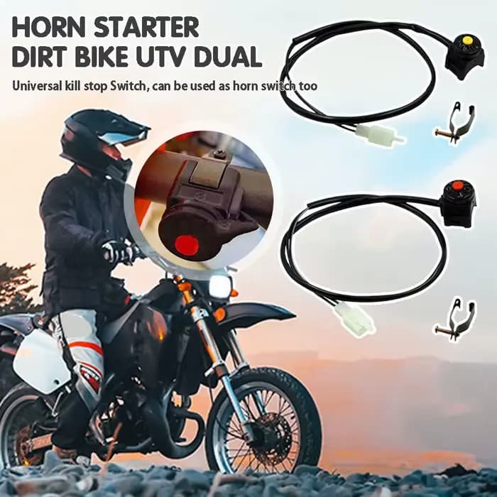 Moto tuer bouton poussoir rouge klaxon démarreur Dirt Bike ATV UTV double Sport pour 22mm (7/8 ") barres hors route