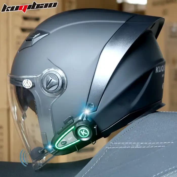 Casque de moto Bluetooth KUQIBAO 3/4 ouvert