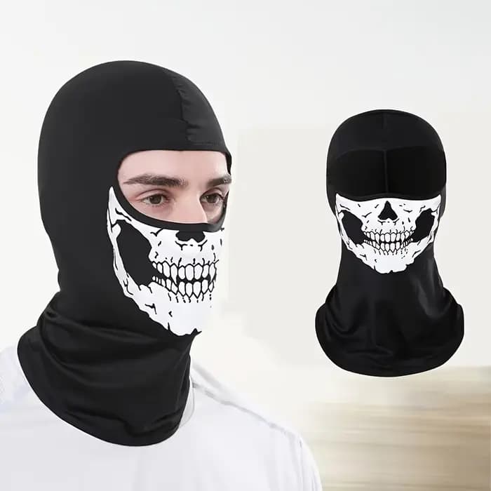 Cagoule de moto masque complet imprimé crâne