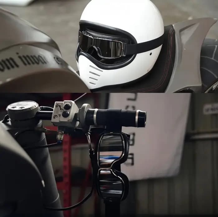 1 paire de lunettes de moto rétro en cuir