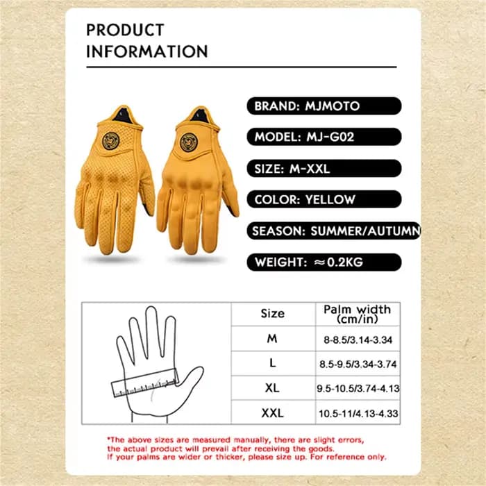 Gants Moto en Cuir de Chèvre Véritable Homme Femme | Écran Tactile Antidérapant Protection Articulations | Style Rétro Motard M-XXL Printemps Été