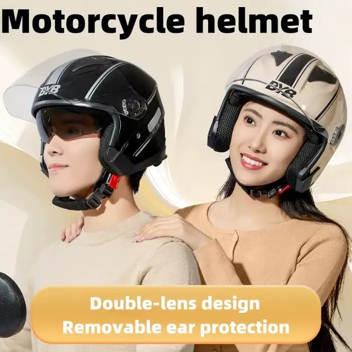 Casque de moto 3/4 light pour homme et femme. Idéal pour les scooters et les vélos. Ce