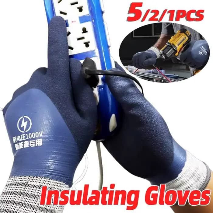 Gants d'électricien résistants aux isolures, 1/2/5 pièces, gants en caoutchouc isolés de tension 1000V, gants de travail isolants pour prévenir les chocs