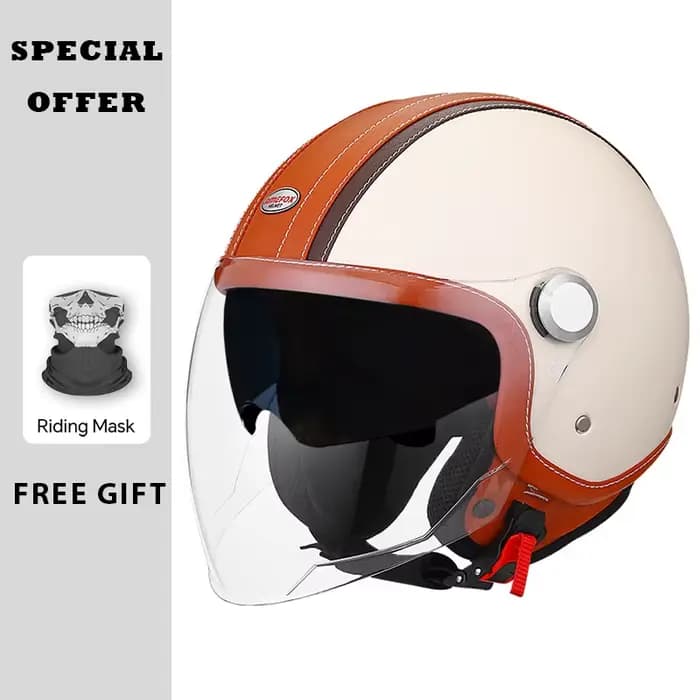 Casque de moto ouvert en cuir Vintage