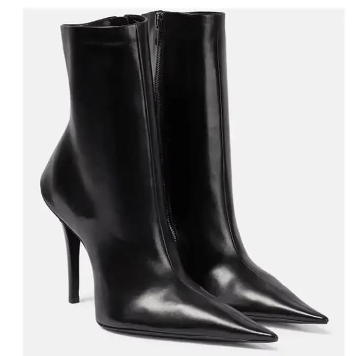 Nouvelles Bottes à Talons Aiguilles Pointus pour Femmes 2026, Bottes en Cuir Grande Taille 44 pour Femmes avec Fermetures Éclair Latérales Tendance