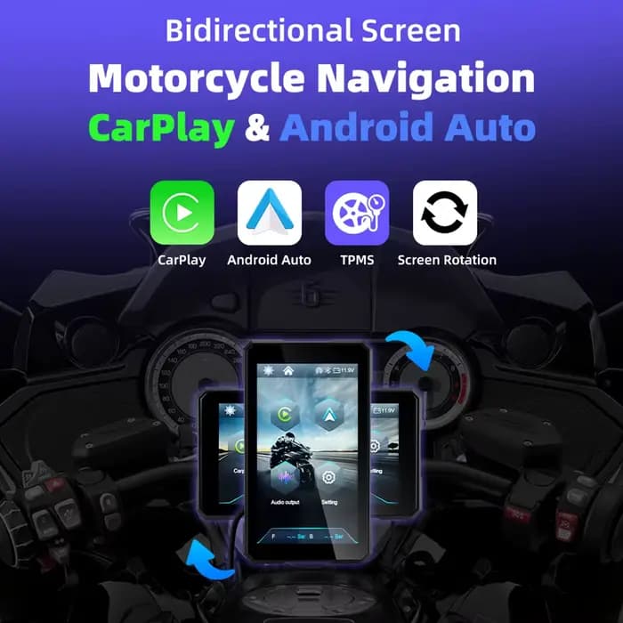 EKIY 5.0 pouces sans fil CarPlay Moto Android Auto Portable numérique