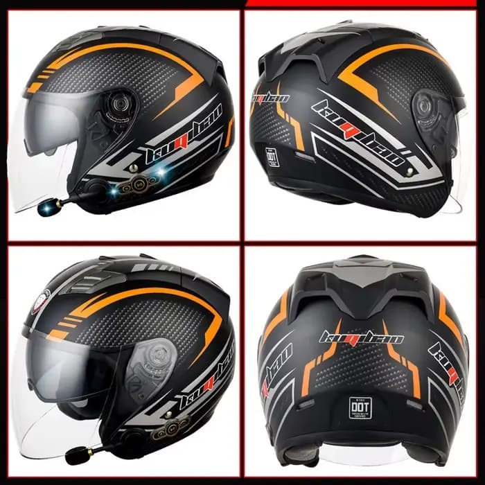 Kuqibao casque de moto avec lentille Bluetooth Hd intégrée casques de motocross Aprobado Por DOT ABS Crash Casco demi-casque