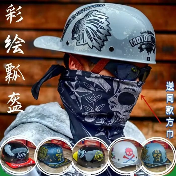 Casque de moto demi-visage pour hommes et femmes
