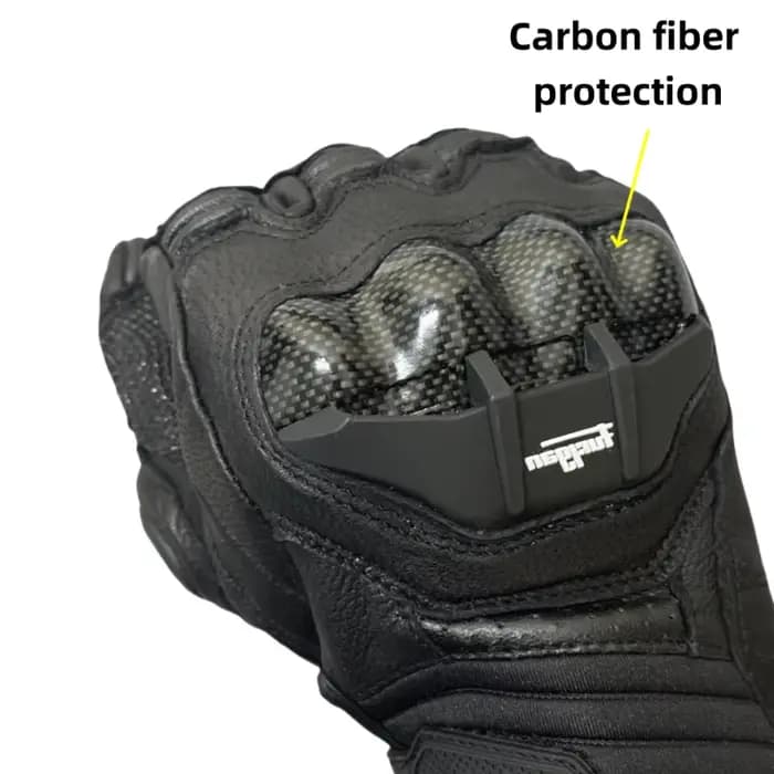 Gants de moto de course noirs pour hommes en cuir véritable blanc gant tactile d'équitation sur route