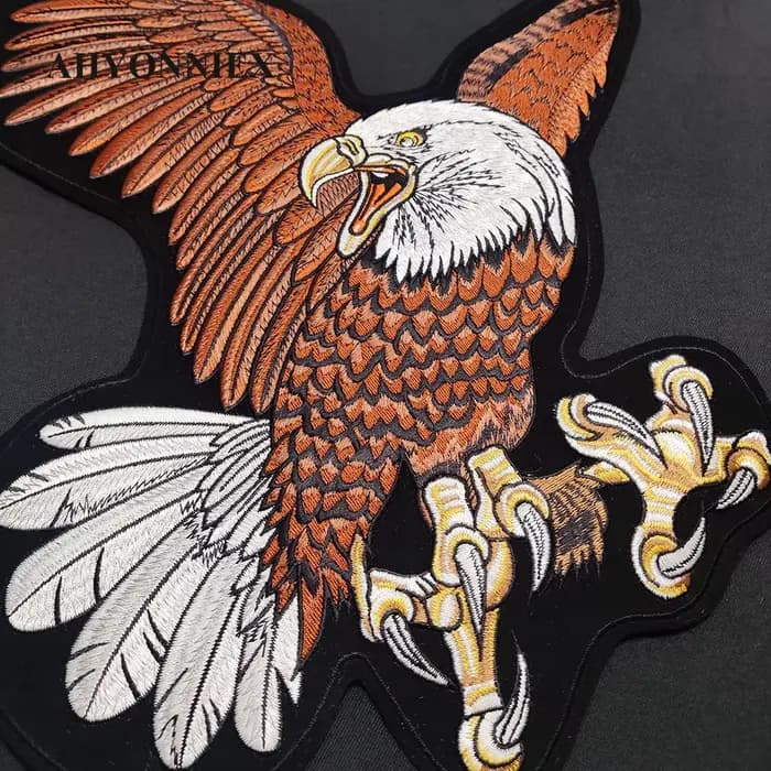 38CM X 30CM patchs de motard brodés pour jean hommes veste vêtements aigle Animal Style Punk Patch fer sur moto Parches