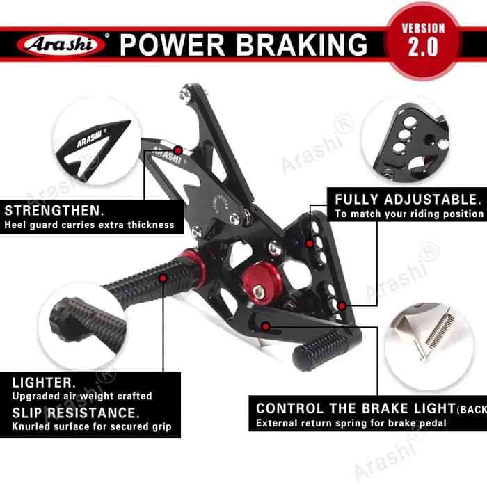 Repose-pieds Arashi Rider Race pour TRIUMPH Street Triple 765R 765RS 2017-2026 2018 2019 2020 2021 CNC Réglables