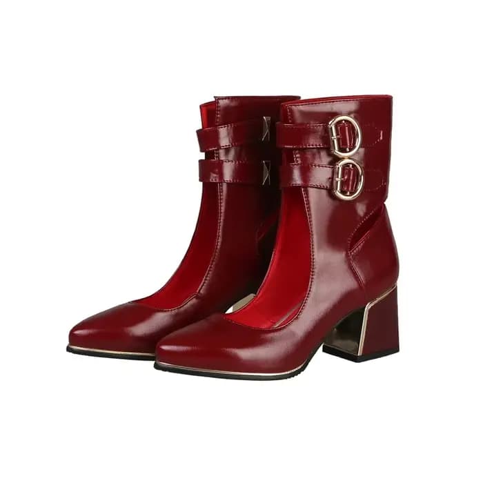 Bottes en cuir verni pour femmes, grandes tailles 48 petites 32, chaussures simples polyvalentes à talons hauts, nouvelle collection printemps et automne