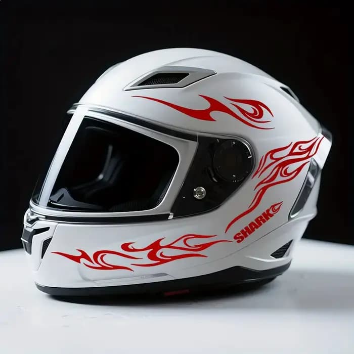 1 ensemble d'autocollants rétro en vinyle motif flamme de requin pour casque de moto et vélo