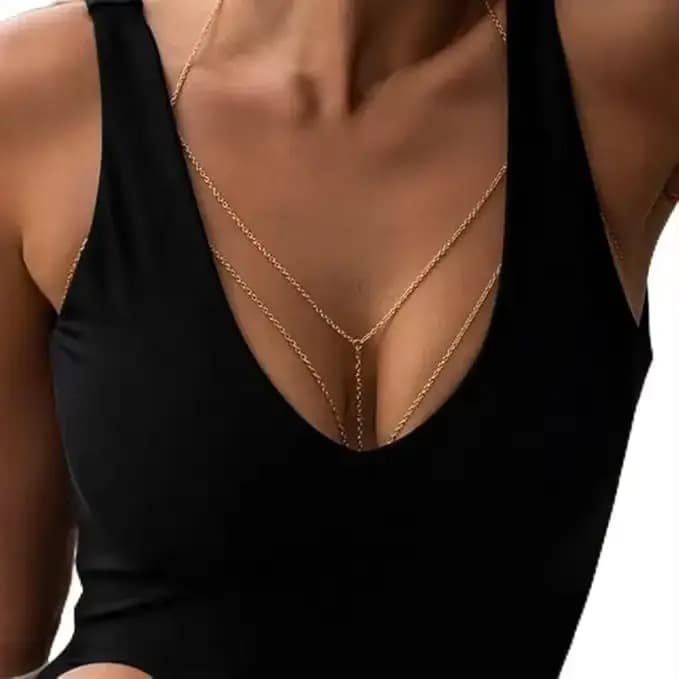 Chaîne de corps sexy et élégante pour femme, chaîne de poitrine et de clavicule, avec pampilles, accessoire de bikini, tendance et attrayant