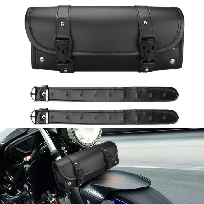 Sac de moto sacoches en cuir PU fourche avant queue sac à outils bagages pour Harley Chopper Bobber Cruiser Sportster XL 883 1200