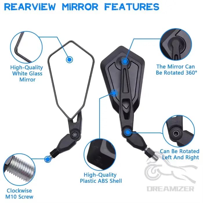 Rétroviseur de moto pour Spiegel Paar Honda Yamaha Kawasaki Maverick Booster M10 Enduro Suzuki