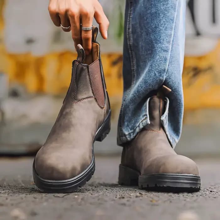 Bottines Chelsea en cuir rétro pour hommes
