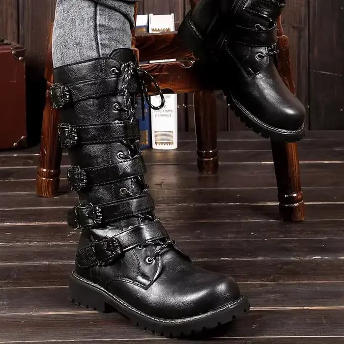 Bottes de moto en cuir pour hommes grande taille