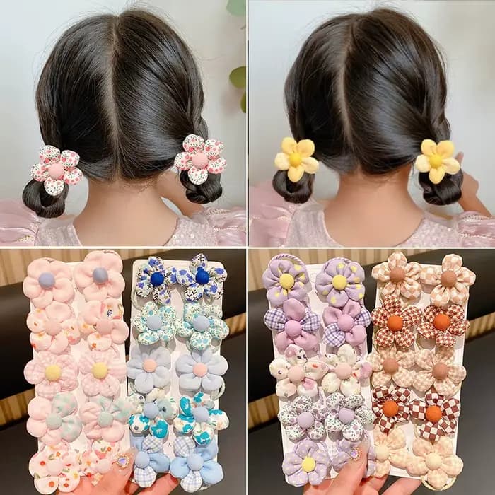 10 pièces/ensemble bébé fille mignon fleur bandes de cheveux enfants élastique pour queue de cheval enfants doux chouchous élastique en caoutchouc filles cheveux accessoires