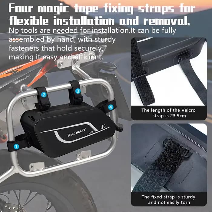 Sac à outils pour moto, sac à outils latéral imperméable pour moto, sac universel en TPU pour barre de protection pour moto, scooter, véhicule électrique
