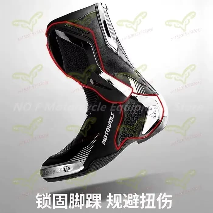 Bottes de course imperméables à tube long de haute qualité Motowolf pour motos