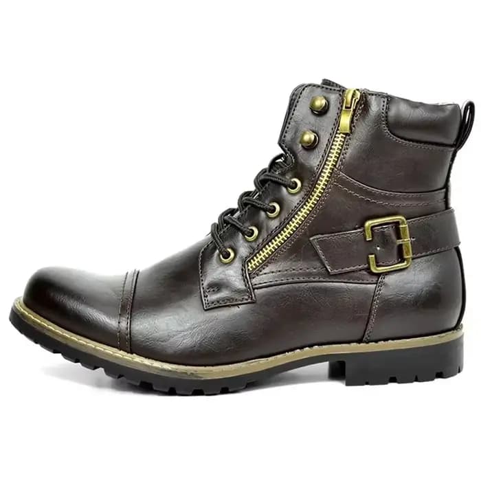 Hommes botte métal Double fermeture éclair moto