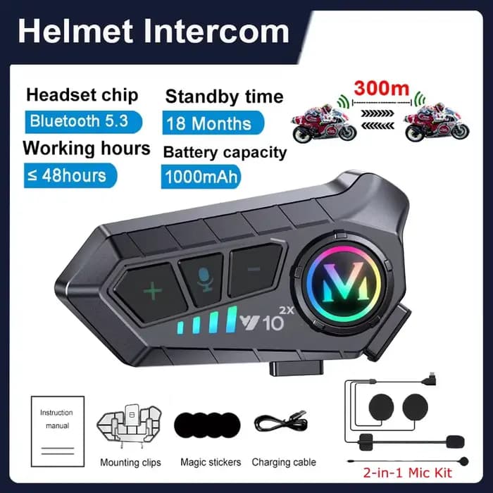 Interphone pour moto, 2000mah