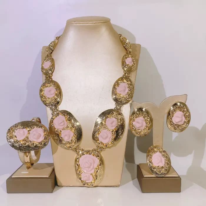Ensemble de bijoux non tarjuvenchoker pour femmes, collier, boucles d'oreilles, bracelet, bague, cerceaux, accessoires