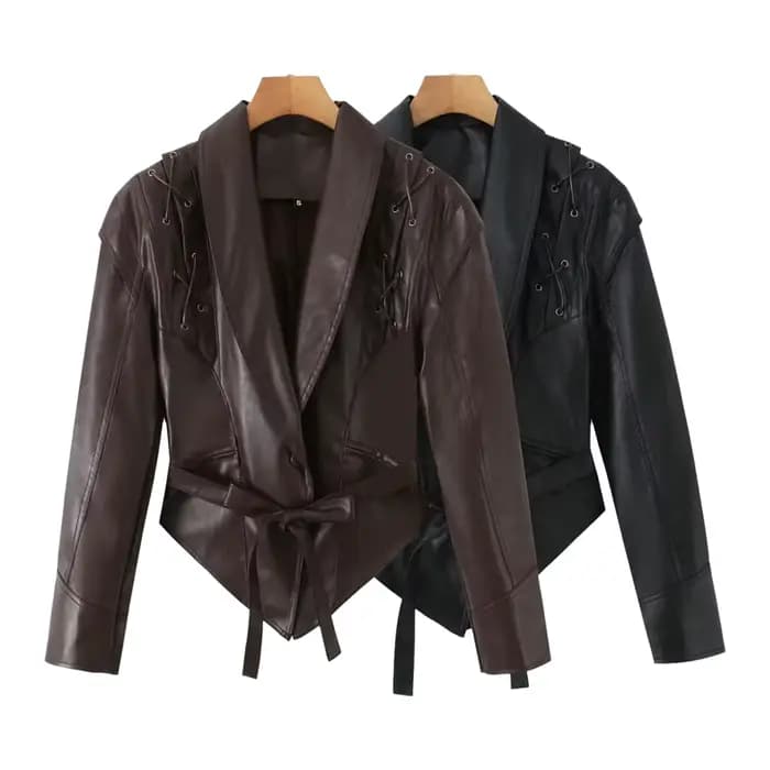 Veste en cuir rétro tendance pour femme Printemps 2026 – Style urbain