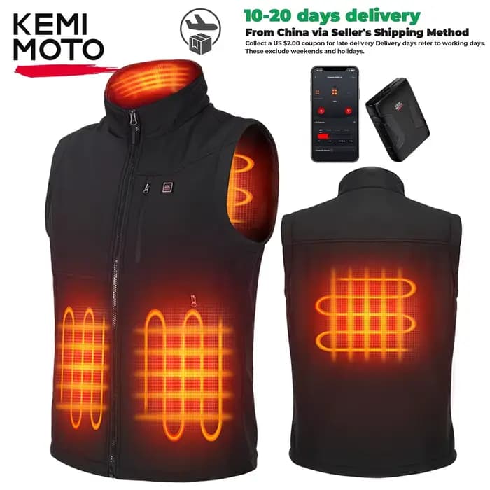 KEMIMOTO Gilet chauffant unisexe avec 6 zones chauffantes