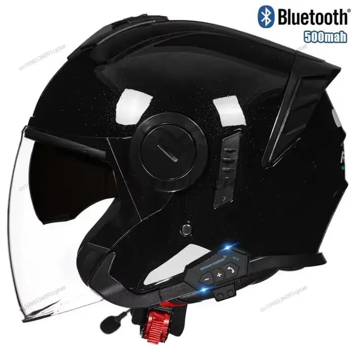 Casque de Moto Anti-buée double lentille Bluetooth