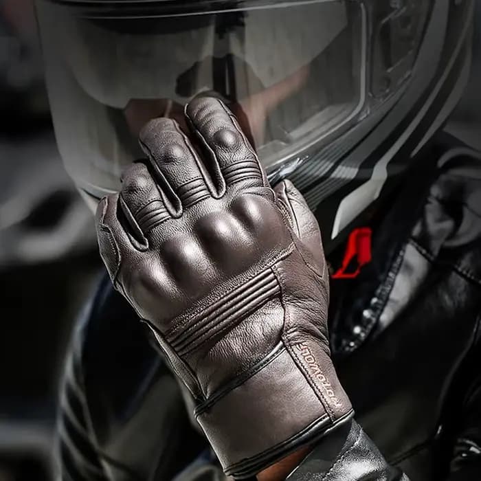 Gants de moto en cuir imperméables pour hommes