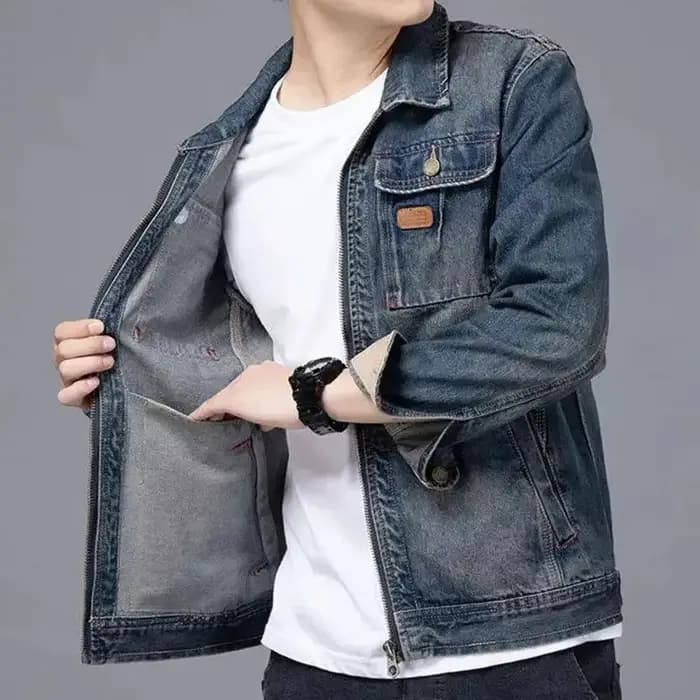 Veste de moto en jean pour homme avec poche