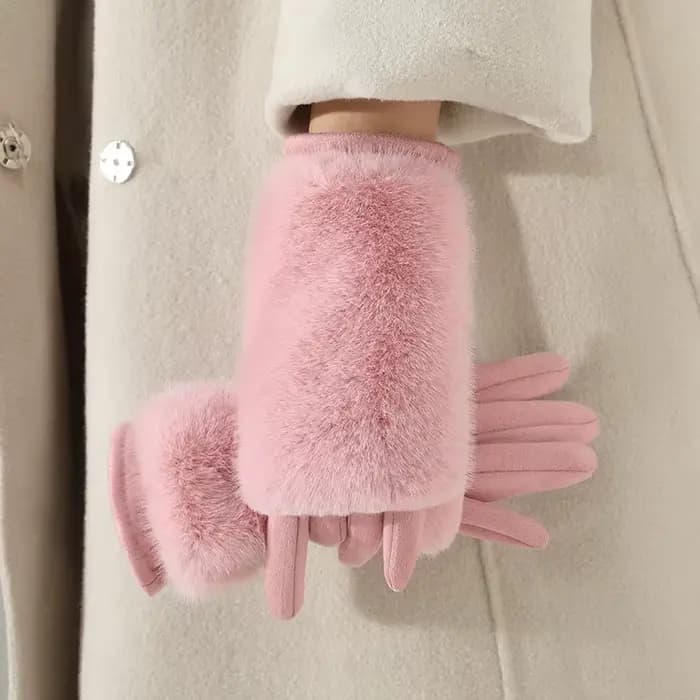 Gants pour filles, gants combinés en peluche chauds, coupe-vent et résistants au froid pour l'hiver, écran tactile, couleur unie, nouveau Style