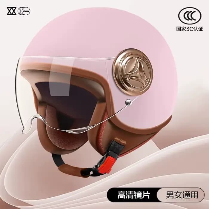Casque de moto léger de style visage rétro 3/4