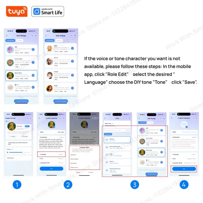 Robot en peluche intelligent Tuya AI avec yeux LED et commande vocale