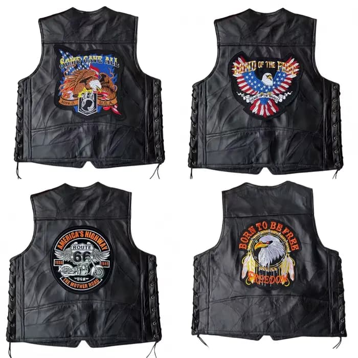 Veste sans manches pour hommes, nouvelle mode en cuir Rock Punk, gilet de moto brodé, Costume de Cosplay, manteau à bandes latérales