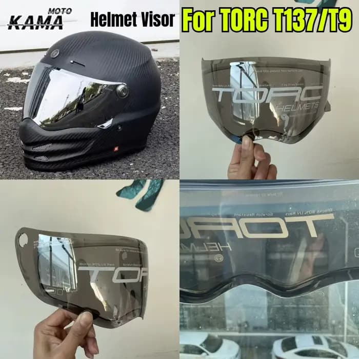 Visière de casque TORC T137/T9 transparente/noire anti-buée/noire légère anti-buée/argentée anti-buée