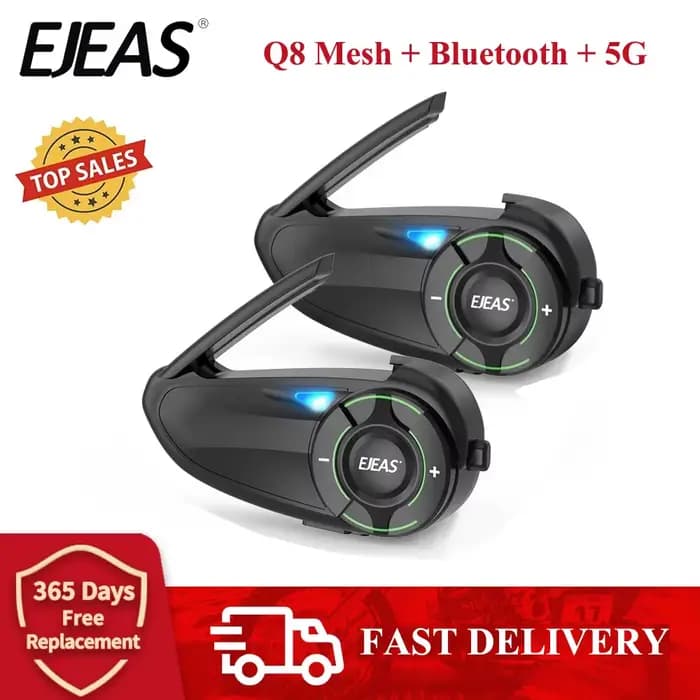 EJEAS Q8 Interphone en maille pour moto avec talkie-walkie à distance EUC