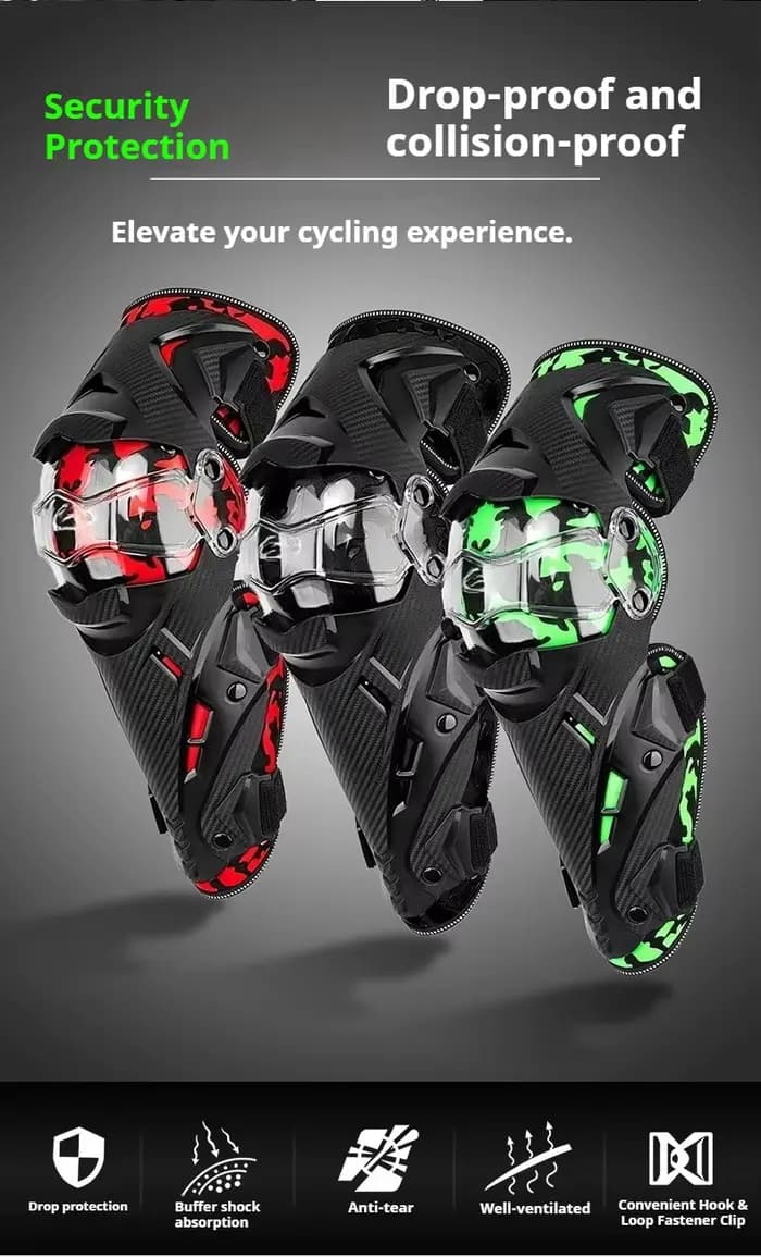 Genouillères de moto, équipement de protection pour la conduite, genouillères confortables à absorption des chocs pour une utilisation prolongée