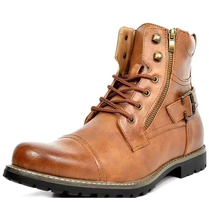 Hommes botte métal Double fermeture éclair moto