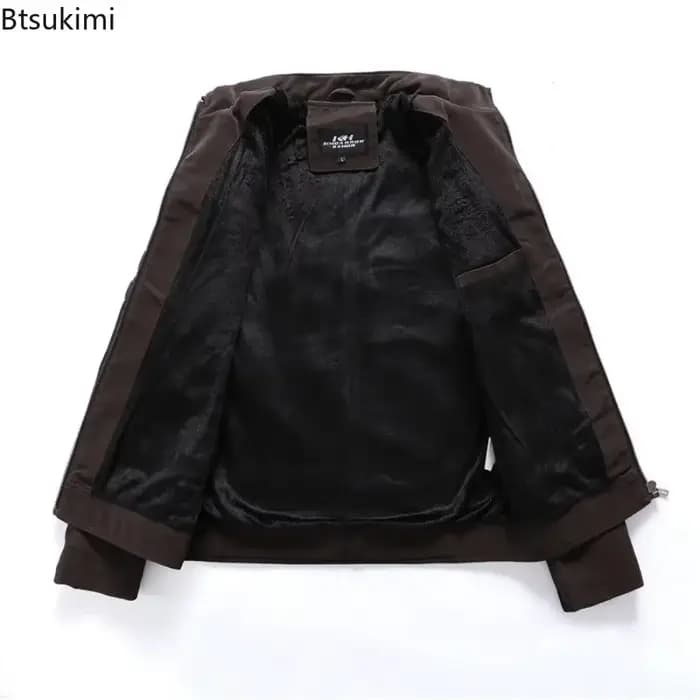 Veste de pilote en cuir PU pour hommes